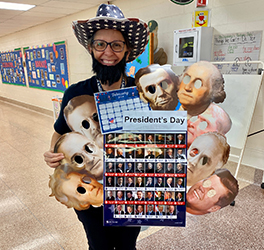 Teacher dressed for President's Day
